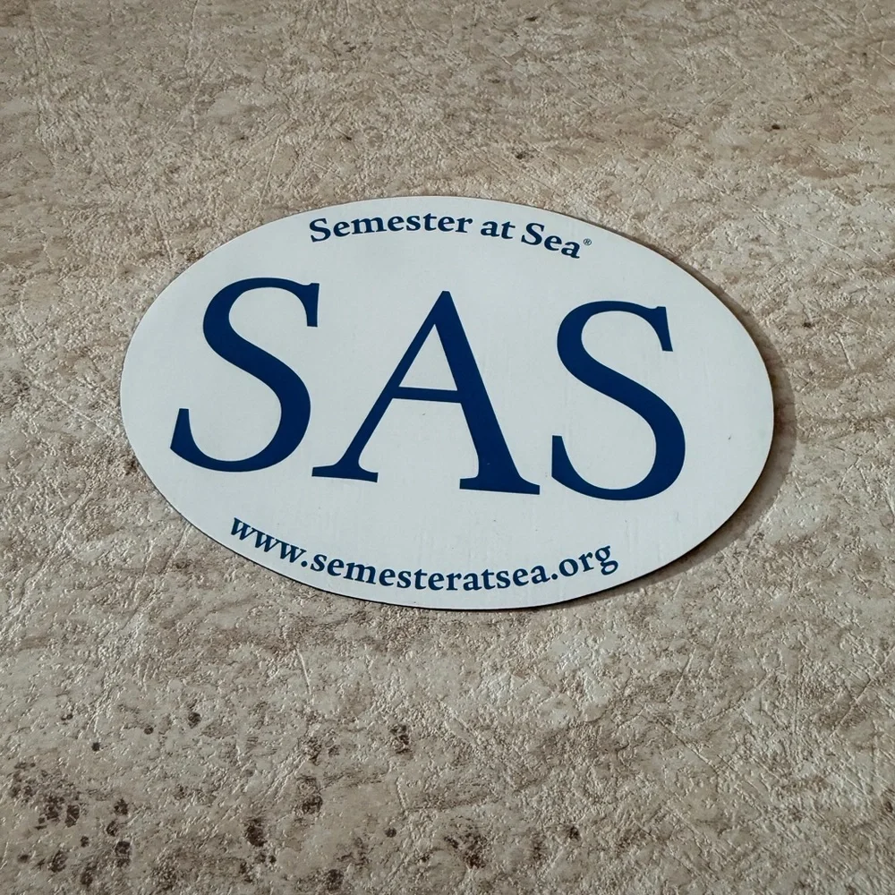 Semester At Sea SAS White and Blue Magnet